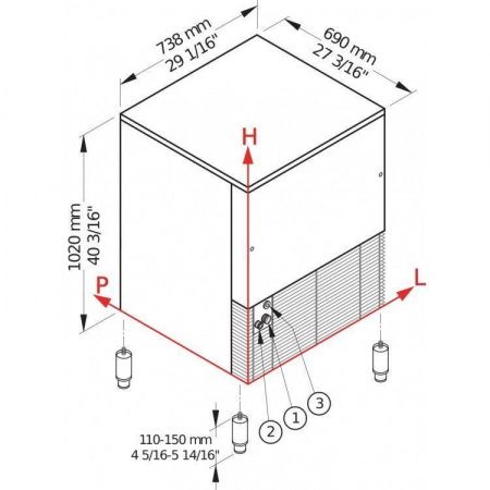 Льдогенератор Brema TB 1405A габариты