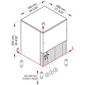 Льдогенератор Brema GB 1540A HC габариты
