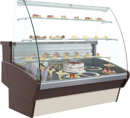 Кондитерская витрина Carboma K95 SM 1,5‑1 (ВХСд‑1,5 Полюс) шоколад/слоновая кость