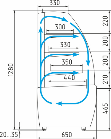 Кондитерская витрина Carboma K70 VM 1,3-1 LIGHT (ВХСв-1,3д Техно) 0011-9005