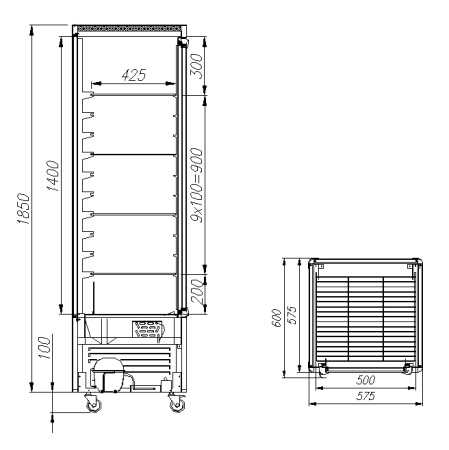 Кондитерская витрина Carboma D4 VM 400-1 (R400C Люкс) коричнево-золотой