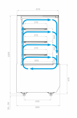 Кондитерская витрина Carboma KC70 VM 1,3-1 LIGHT (версия 2.0) черно-бежевый