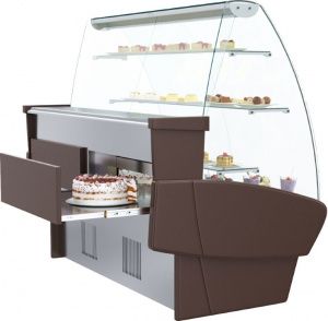 Кондитерская витрина Carboma K95 SM 1,5‑1 (ВХСд‑1,5 Полюс) шоколад/слоновая кость