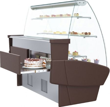 Кондитерская витрина Carboma K95 SM 1,5‑1 (ВХСд‑1,5 Полюс) шоколад/слоновая кость