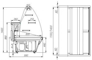 Кондитерская витрина Carboma K95 SM 1,5‑1 (ВХСд‑1,5 Полюс) шоколад/слоновая кость