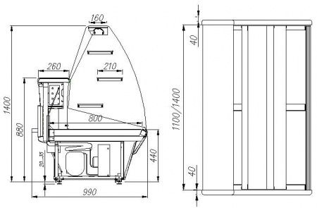 Кондитерская витрина Carboma K95 SM 1,5‑1 (ВХСд‑1,5 Полюс) шоколад/слоновая кость